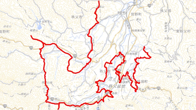 巡礼古道の地理院地図標準画像