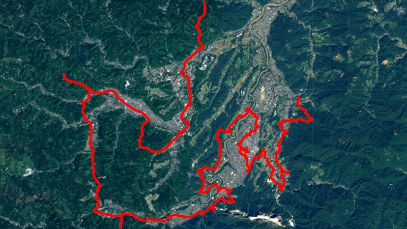 巡礼古道の地理院地図衛星画像