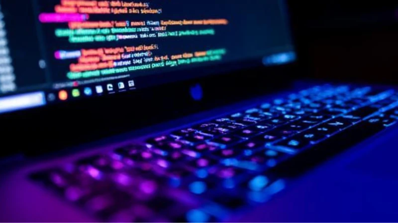 秩父札所のサイト更新のために、管理人がパソコンでコードを修正している様子を示すイメージ画像。デスク上のPC画面にコードが表示され、作業している雰囲気が描かれている