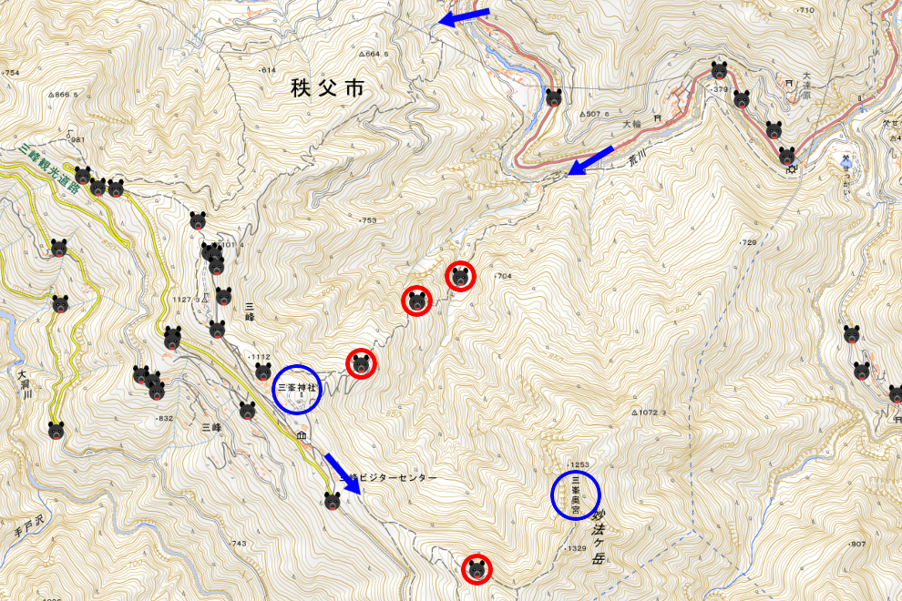 三峰神社の地理院地図